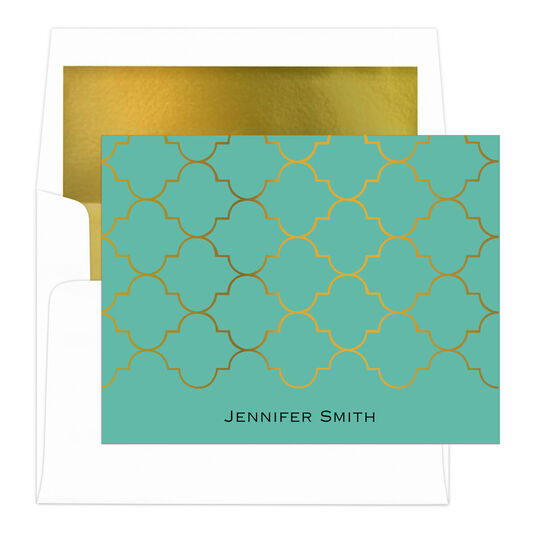 Teal Gate Foil Stamped Foldover Note Cards with Lined Envelopes